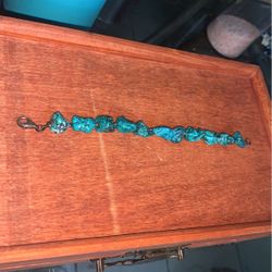925 Stamped Turquoise Bracelet