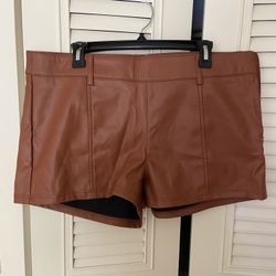 Faux Leather Brown Shorts