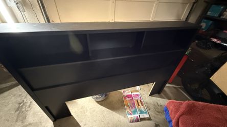 Full Size Headboard W/shelves-black