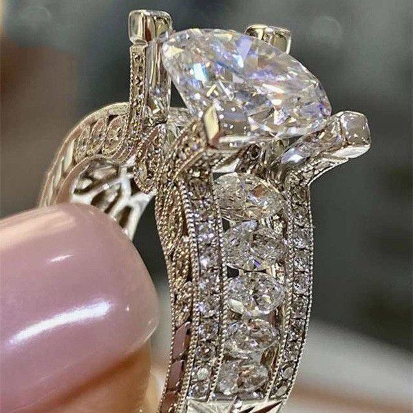 "Fashion Party Glitter Zircon Chunky Carved Cubic Rings for Women, P1188
 
 