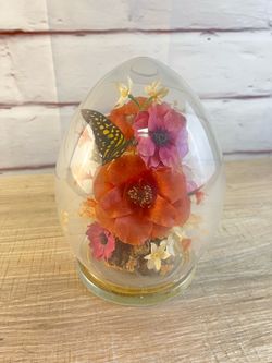 "Captive Gardens" Michael R. Curzon Preserved Butterfly Flower Glass Dome MCM