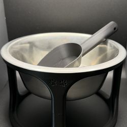 Elevated Pet Bowl Stand + Scoop – Stainless Steel Dog & Cat Feeder