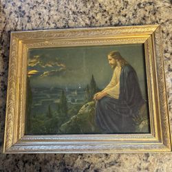 1930s Christ On Mount Of Olives Oil Painting