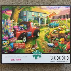 Jigsaw Puzzle QUILT FARM Buffalo 2000 Pieces NO MISSING PIECES 