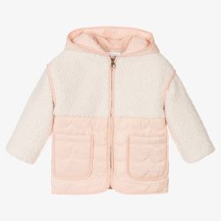 Chloé Girls textured hooded padded jacket pink 10Y