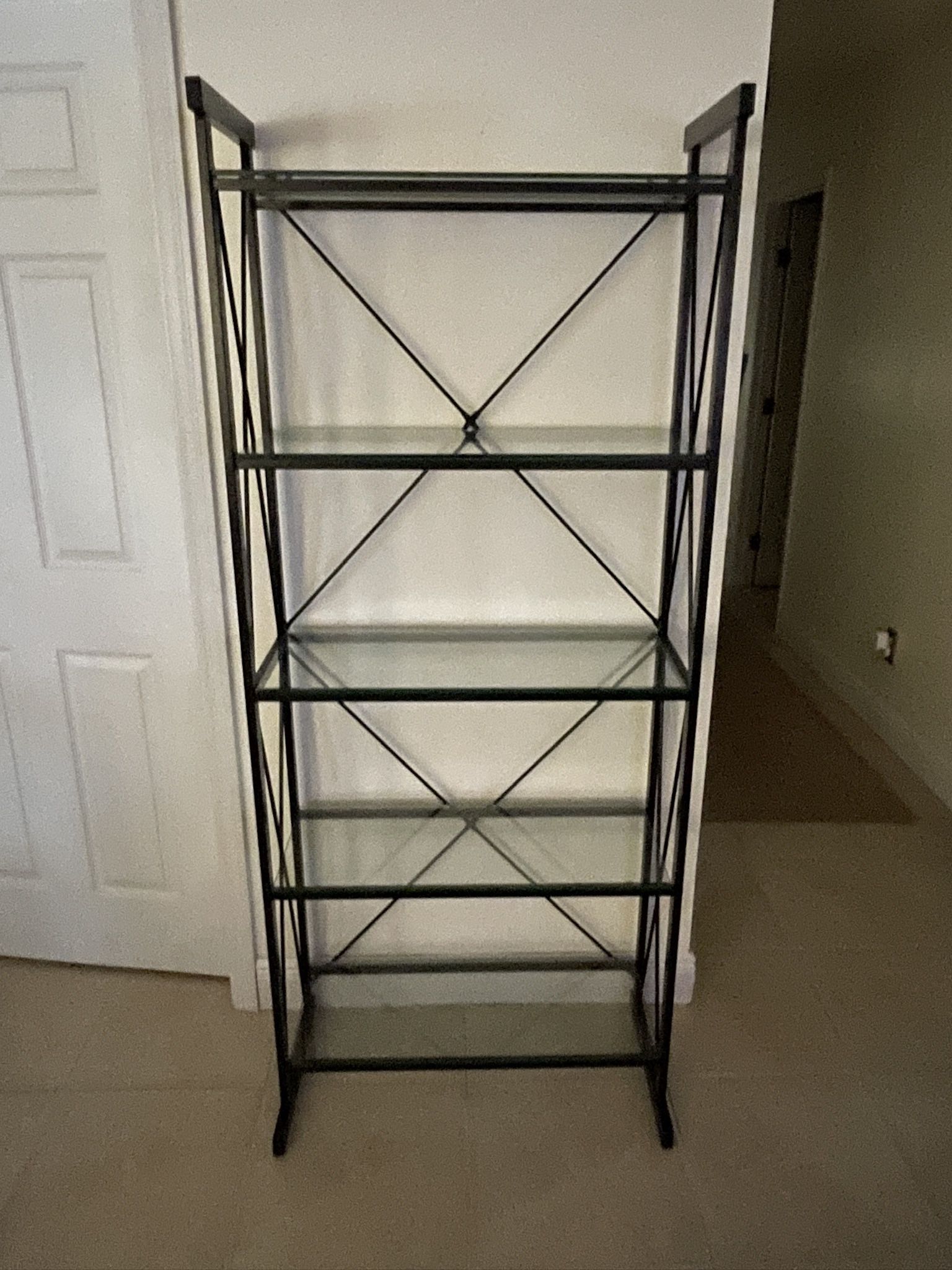 Glass and black metal farmhouse shelf