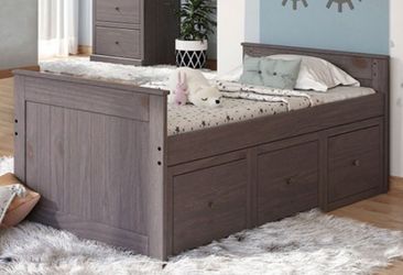 Brand New Grey Twin Size Bed Frame w Trundle Drawers