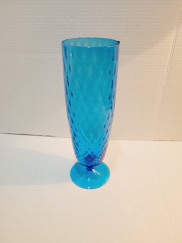 Vintage Empoli Blue Italian Glass Vase