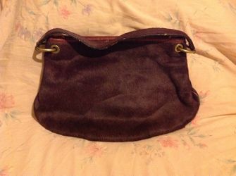 Purple antonio melani leather and calf hair purse
