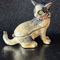 Brass Siamese Cat Trinket Box 