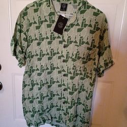 Mens Small Green Button Shirt