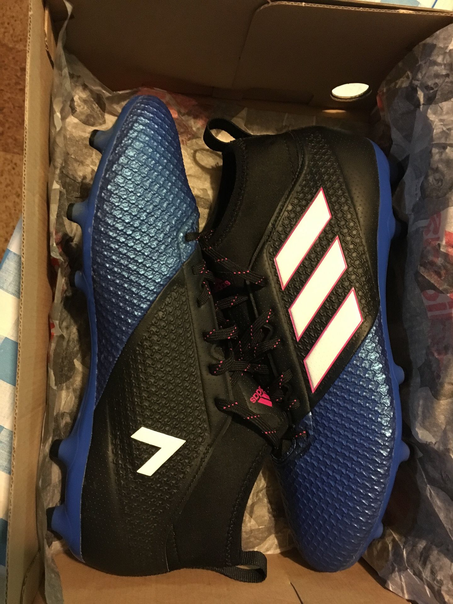 Adidas Ace 17.3 Primemesh FG Soccer Cleats- Black/Blue - US 9.5 *NEW*