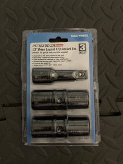 3pc Pittsburgh 1/2" Drive Lugnut Flip Socket Set ~ Item #62491