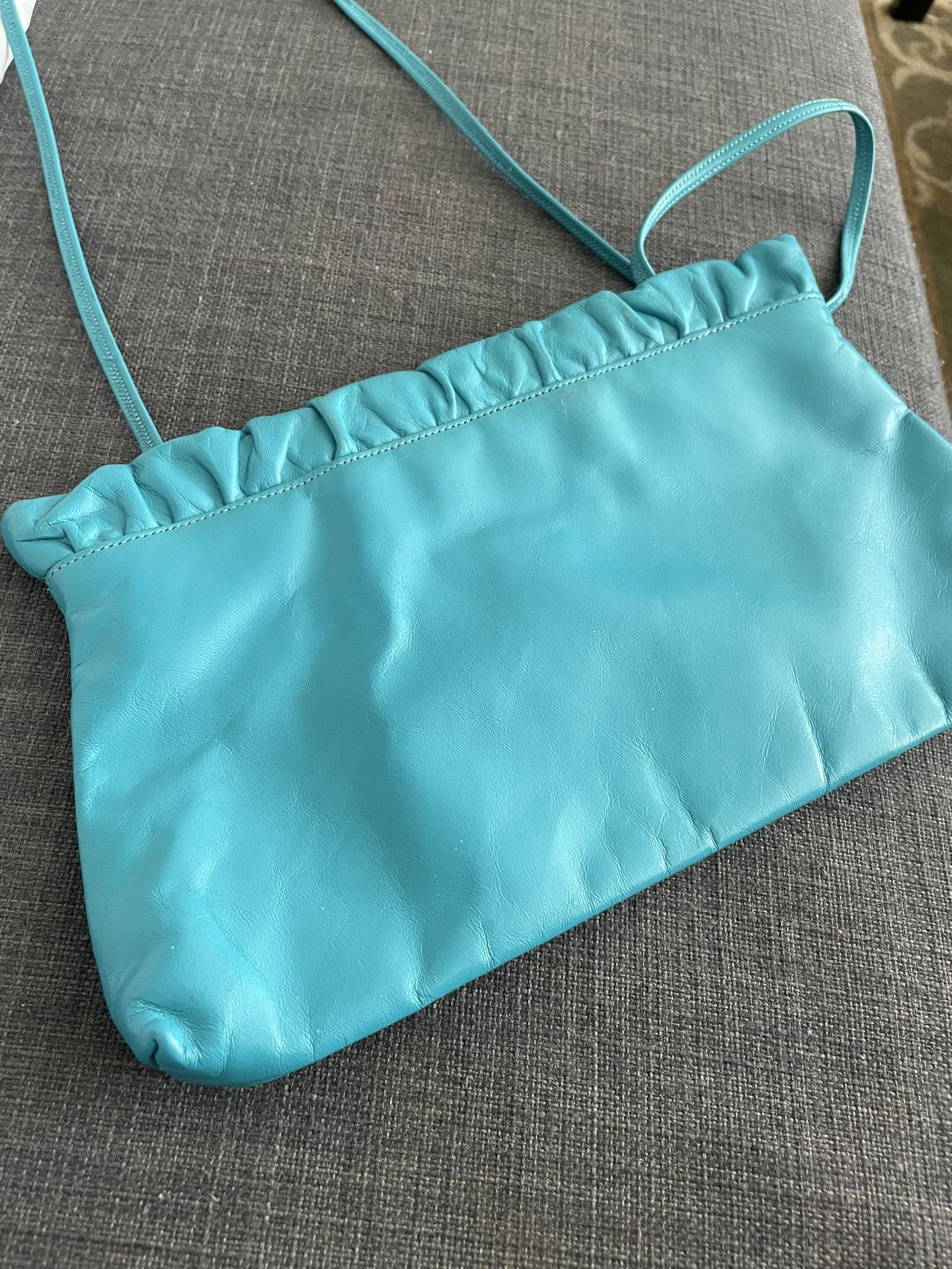RARE Vintage Sharif Clutch Purse Turquoise Leather