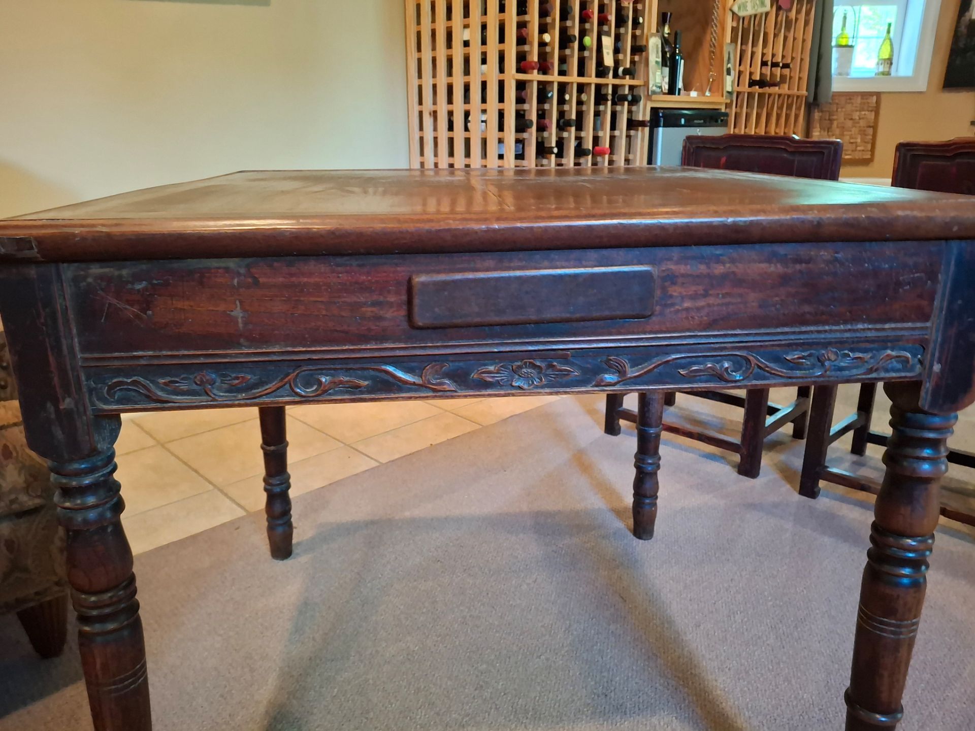 Antique Chinese Mahjong Table & Chairs