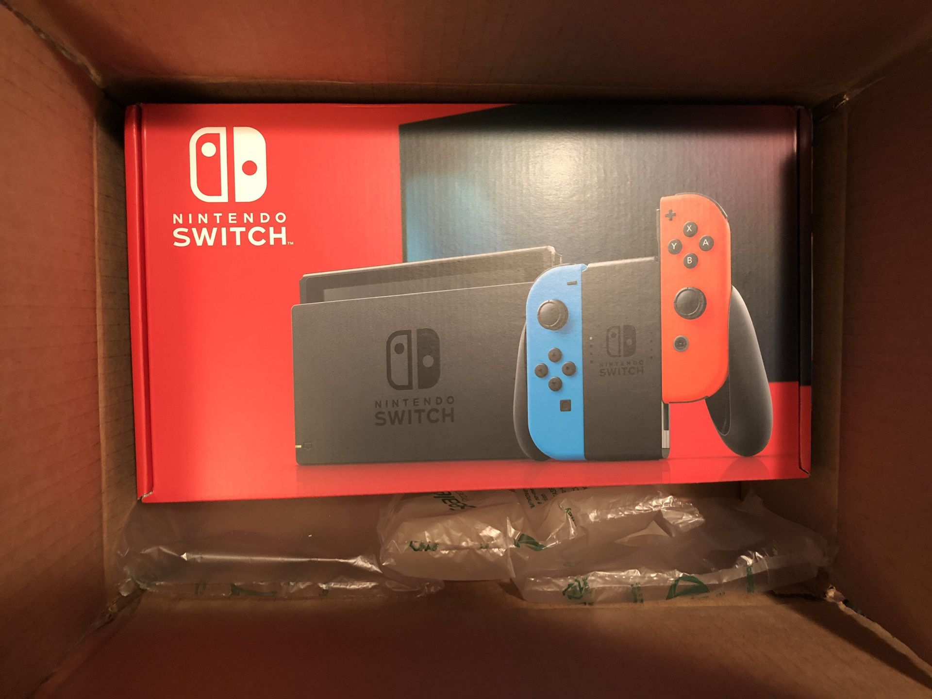 NEW Nintendo Switch 32GB Gray Console with Neon Red and Neon Blue Joy-Con