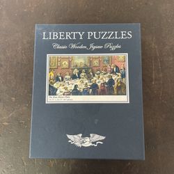 Liberty Wooden Jigsaw Puzzle: The Dogs Dinner Party 10.75" X 20 75" 447 Pieces