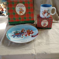Disney Pooh's Winter Wonderland 1996 Mug & Decorative Plate