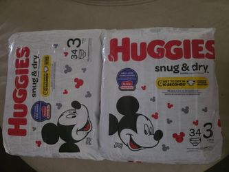 Huggies Snug & Dry Size 3, only have 2 of these packs available, no other. Check the boxes listing.