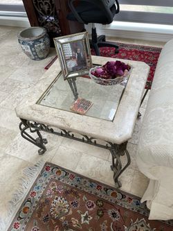 Glass And Marble Side Table Great Condition
