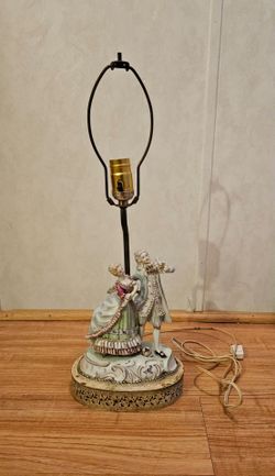 Vintage Boudoir Porcelain Lamp Victorian Courtship Couple