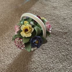Aynsley Fine Bone China Flower Basket Hand Painted England Vintage 