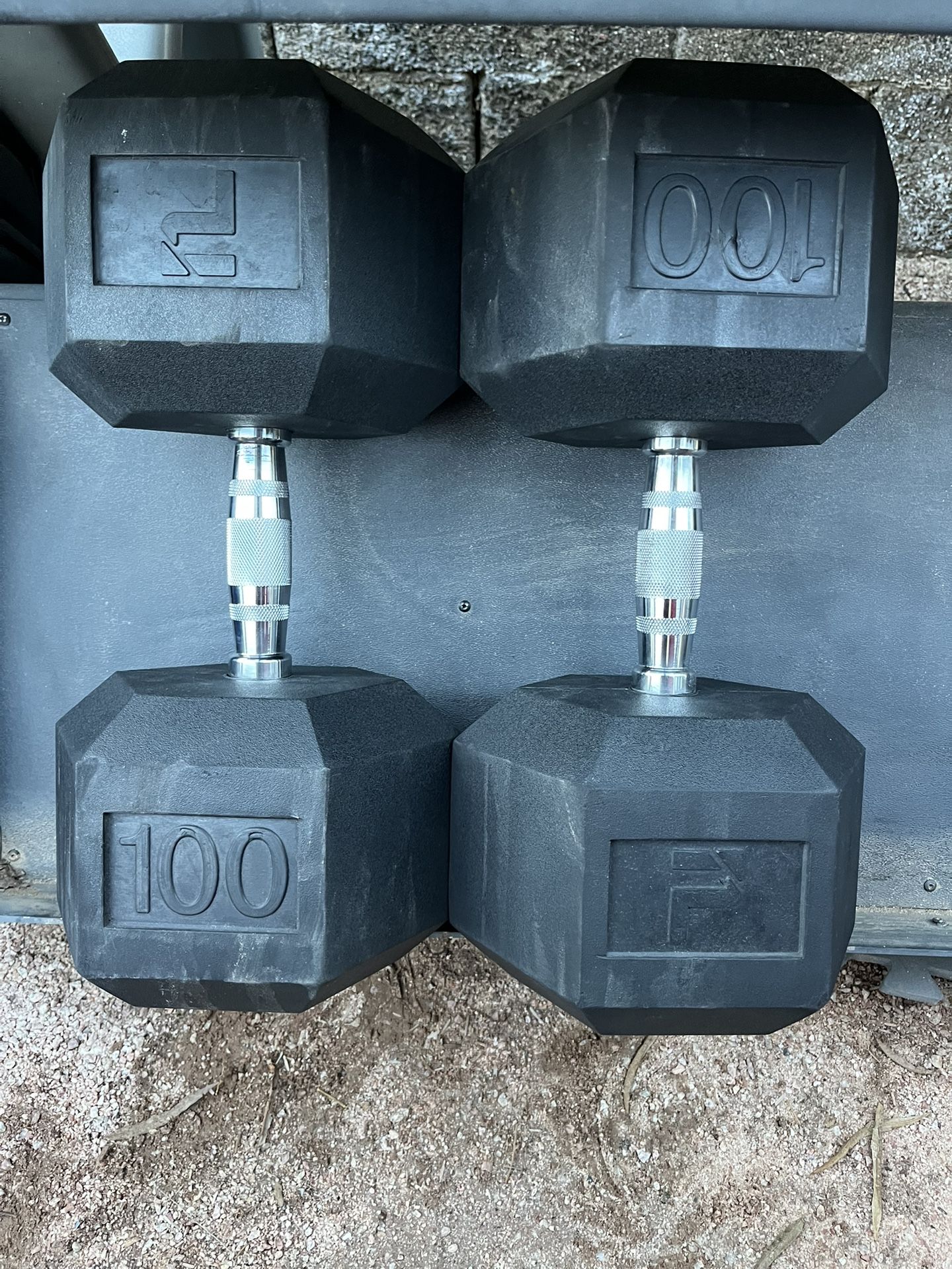 100lb Hex Rubber Dumbbell Set Weights