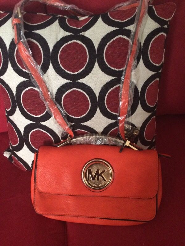 Orange leather handbag