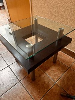 Side table with glass top