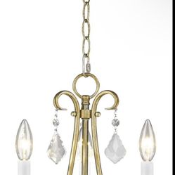 New 13.87 W Livex Lighting 40873-48 Daphne 3 Light Teardrop AGL Mini Chandelier, Antique Gold Leaf