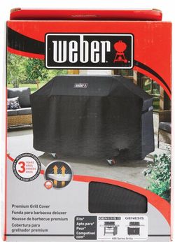 Weber® Premium Outdoor Grill Cover for Select Genesis Gas Grills, Black For Genesis 400 Series 4‑Burner Gas Grills - Water‑Resistant, Durable Cover wi