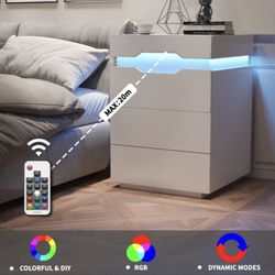 LED 3 Drawer Nightstand - NT23 )