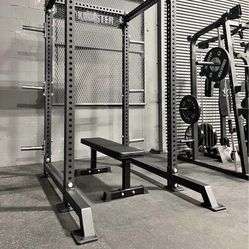Half Rack PACKAGE - Rack + Flat Bench + Weight Plate Holder Pairs x3