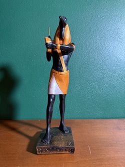 Ancient Egyptian Thoth Statue – Black & Gold God of Wisdom Resin Figurine