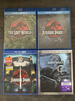 Jurassic Park original trilogy plus Jurassic world blu ray 3D