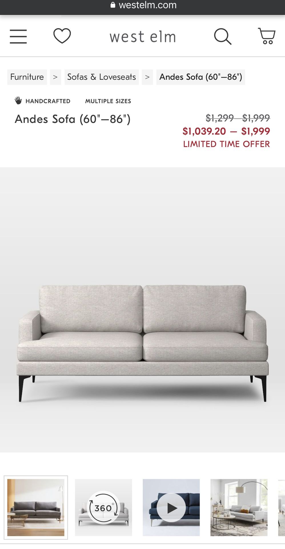Andes Sofa (60–86)
