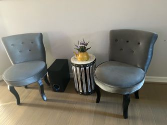 Two Entryway chairs grey velvet