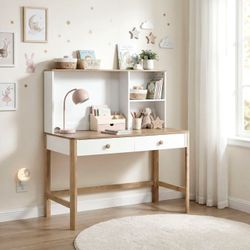 Writing Desk White and Natural finish, desk and hutch. New Especial price