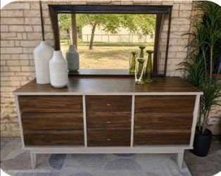 Mid Century Modern Vintage Dresser + Mirror