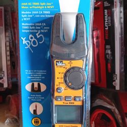 Ideal 200A AC TRMS Split - Jaw Meter, w/Flashlight & NCVT. 