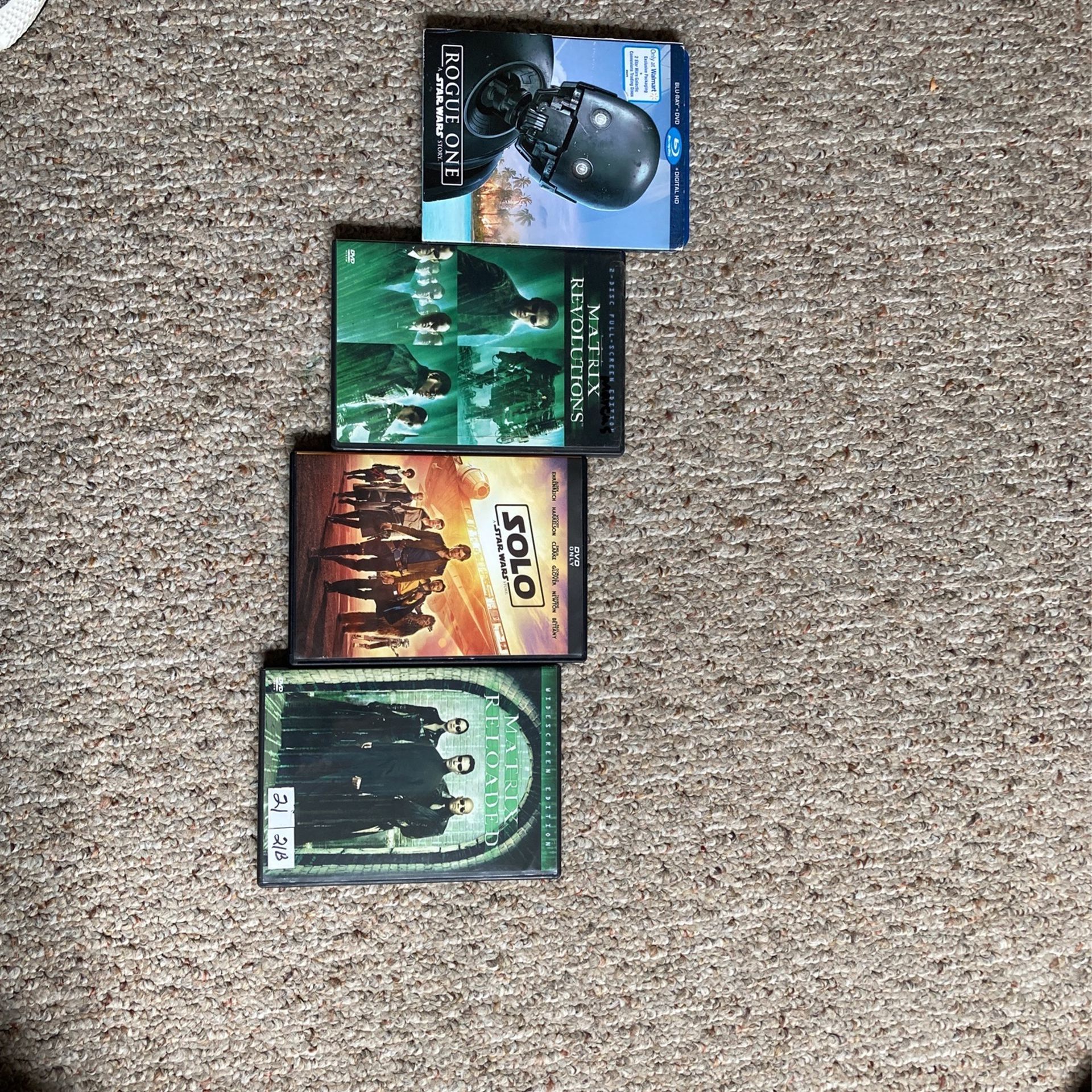 4 DVD Lot / Rouge One / Solo / Star Wars / Matrix Revolutions / Matrix Reloaded - $10 Gets All