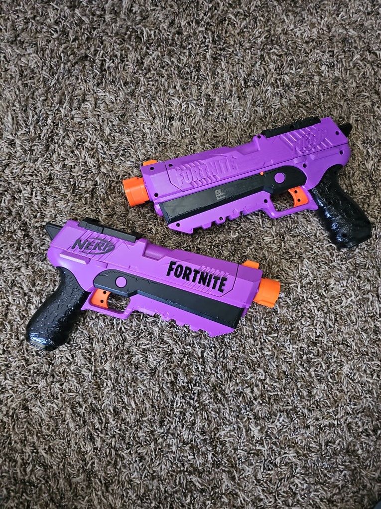 Fortnite Purple And Orange Nerf Guns Dual Pistols