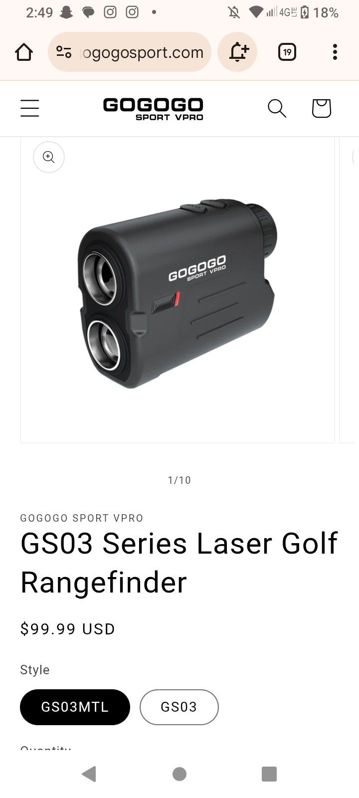 Gogogo Sport Vpro Laser Golf Range Finder