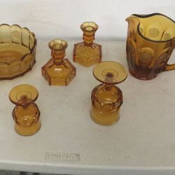 Amber Colored Vintage Glassware Set