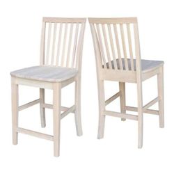 Set Of 2 International Concepts 24 in. Unfinished Wood Bar Stool