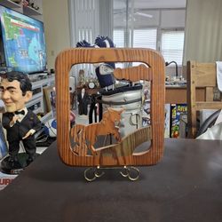 Horse Primitive Folk Art, Solid Wood Hand Carved & Stained 12" X 11"