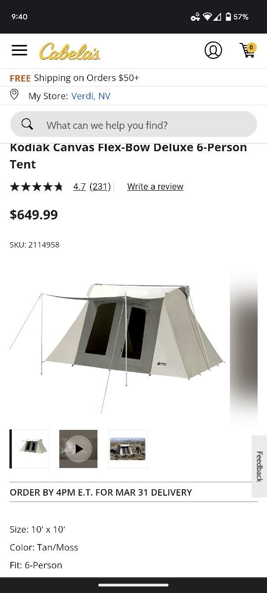 Brand New Kodiak Canvas Tent