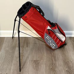 PING Stand Golf Bag Junior Nylon Polyester Red Black Dual Strap Kids Moxie