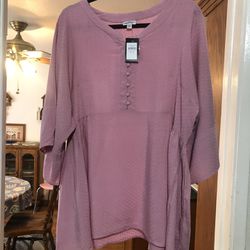 Womens Size 14 / 16 Tunic Length Too “Tunic Dobby Popover.  Color Blush.  Brand New With Tags .  Brand Avenue .  
