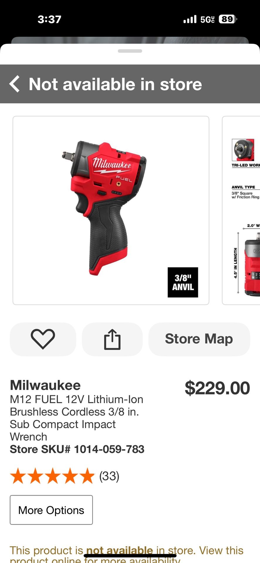 M12 Stubby Impact Wrench 